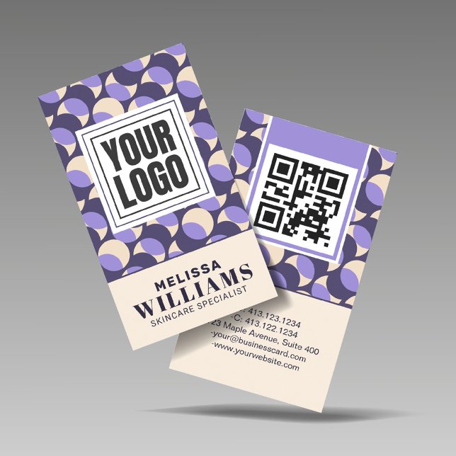 Vertical Retro Lavender Geometric  Visitkort (Skapare uppladdad)