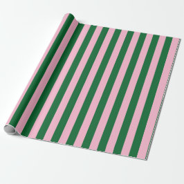 Vertical Stripe Pattern in Pink and Green Presentpapper