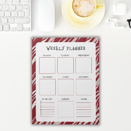 Vertical Undated Weekly Planner with Red Border Anteckningsblock