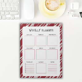 Vertical Undated Weekly Planner with Red Border Anteckningsblock