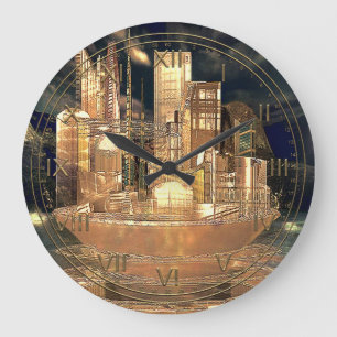 Verticity Fantasy Futuristiska City Stor Klocka