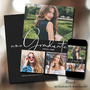 Vertikal 3 Foto Svart Examen Meddelande