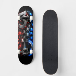 Vertikal 3D-fusion | Futuristisk kublogotyp Mini Skateboard Bräda 18,5 Cm