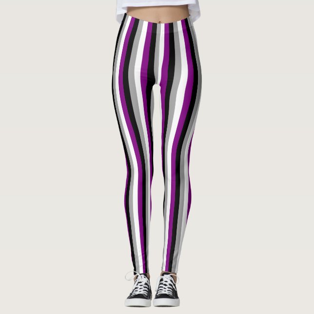 Vertikal Asexuell Pride-flagga Leggings (Framsida)