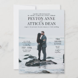 Vertikal bröllopsinbjudan med foto meddelande