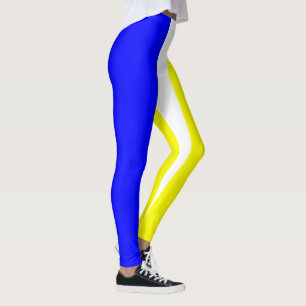 Vertikal-Görade randig blåttgult och vit Leggings