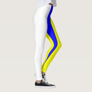 Vertikal-Görade randig vitgult och blått Leggings
