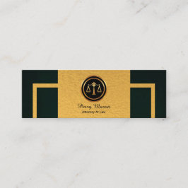 Vertikal guld- gränsadvokat för enkel grön Grunge Mini Visitkort