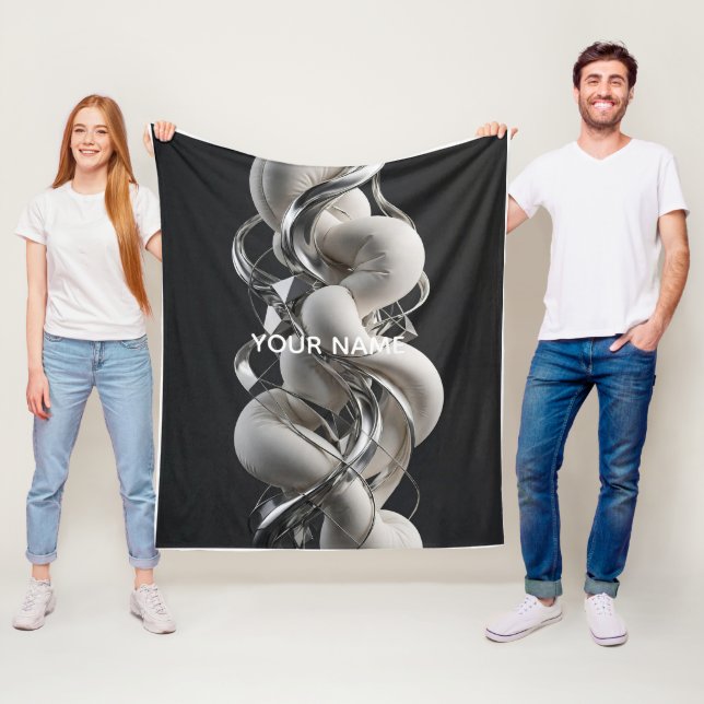 Vertikal krom Twist - Premium 3D Abstrakt Fleecefilt (På plats)