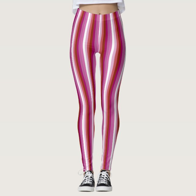 Vertikal Lesbisk Prideflagga Leggings (Framsida)