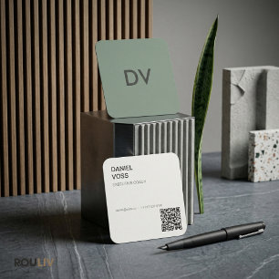 Vertikal Minimal Modern QR-kod Professionell Fyrkantigt Visitkort