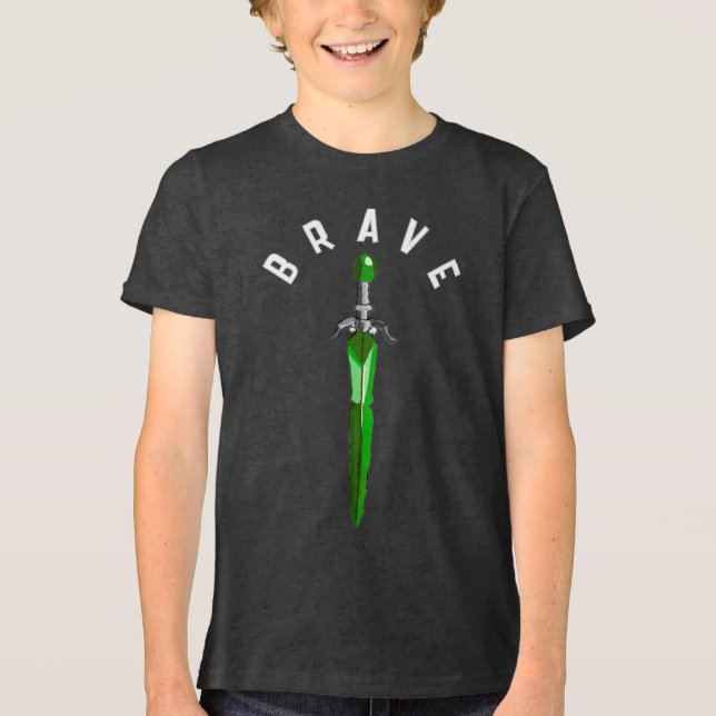 Vertikal Modig Fantasy Svärd Barn T Shirt (Framsida)