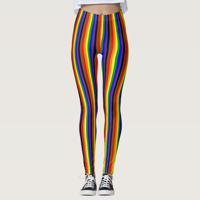 Vertikal Philadephia Rainbow Pride Flagga Leggings (Framsida)