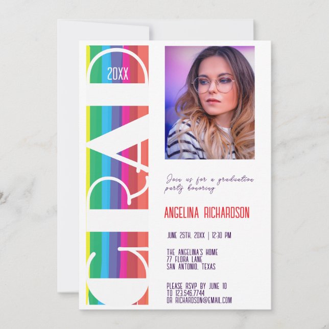 Vertikal regnbåge GRAD År Examen foto Meddelande (Framsida)