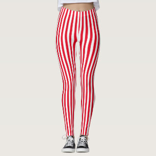 Vertikal röd vitCandycane rand Leggings