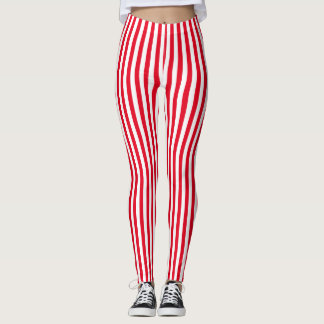 Vertikal röd vitCandycane rand Leggings