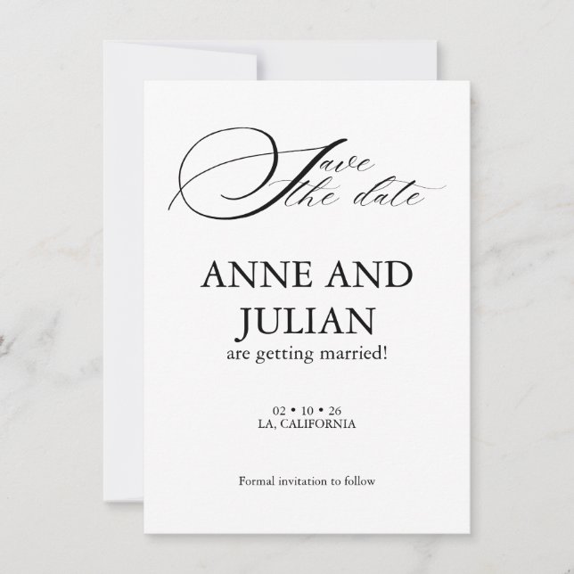 Vertikal Save the date-kort med bakre foto (Framsida)