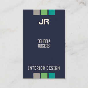 Vertikal stil med marinblå initialer visitkort