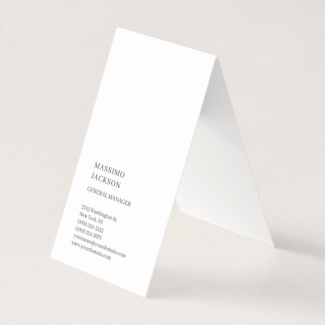 Vertikal Svart Vit Trendig Minimalistisk Enkel Visitkort (Framsida)