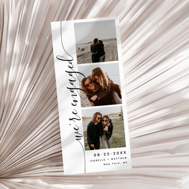 Vertikal text fotorems Förlovningsannons Inbjudningar (Skapare uppladdad)