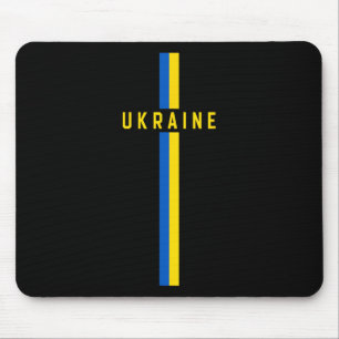 Vertikal ukrainsk flagga med text ”ukraine” i vers musmatta