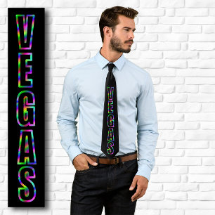 Vertikal VEGAS Neon Grafisk Svart Slips