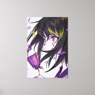 vertikala animeflickor Premium Wrapped Canvas(Glan Canvastryck