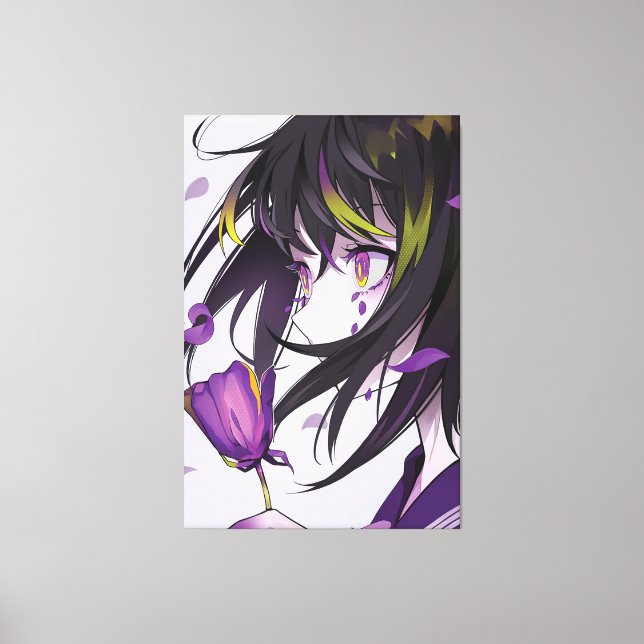 vertikala animeflickor Premium Wrapped Canvas(Glan Canvastryck (Framsida)