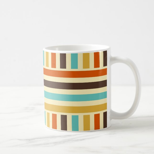 Vertikala Horisontella Ränder Blå Gul Röda Kaffemugg (Höger)