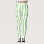 Vertikala mjuka grönt- och vitrandar leggings<br><div class="desc">Abstrakt digital konst av vertikala mjuka grönt- och vitrandar</div>