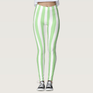 Vertikala mjuka grönt- och vitrandar leggings