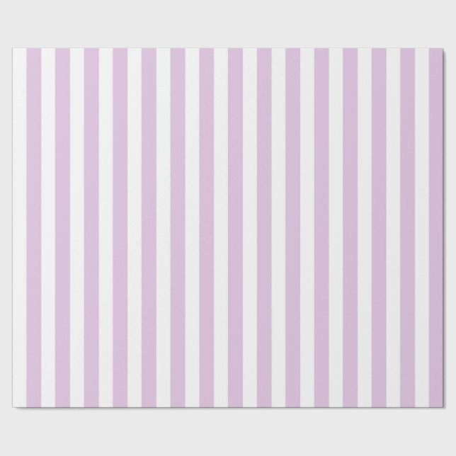 Vertikala mjuka lila- och vitrandar presentpapper (Seam)