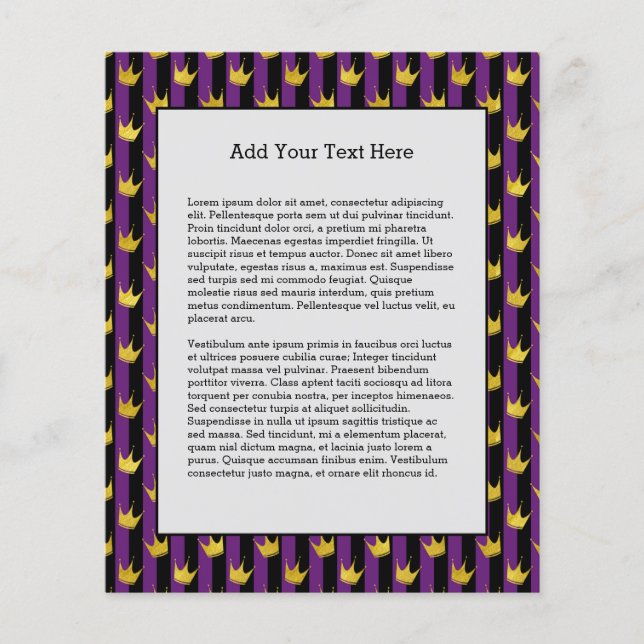 Vertikala ränder Mardi Gras-fest Gyllene krona Flygblad (Framsidan)