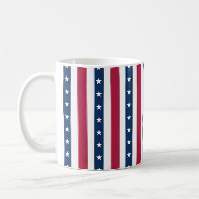 Vertikala ränder med stjärnor Patriotiska Kaffemugg (Vänster)
