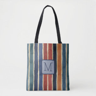 Vertikala ränder Navy Färgblock Monogram Tygkasse