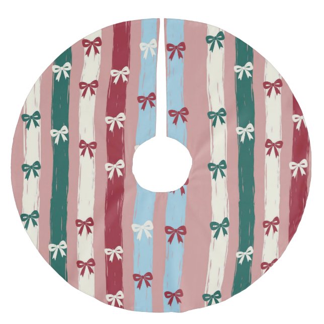 Vertikala ränder och slingor i pastellfärger för h julgransmatta borstad polyester (Framsidan)