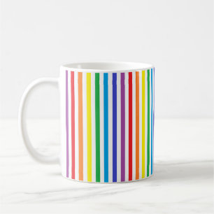 Vertikala regnbåge- och vitrandar kaffemugg