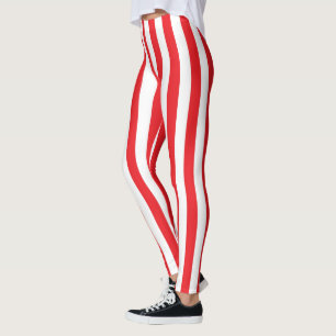 Vertikala röda och vitrandar leggings