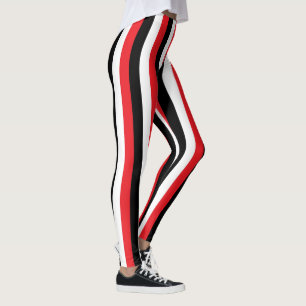 Vertikala röda svartvita randar leggings