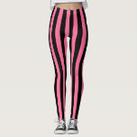 Vertikala rosa och svart randar leggings<br><div class="desc">Abstrakt digital konst av vertikala rosa och svart randar</div>