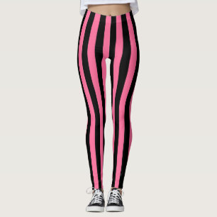 Vertikala rosa och svart randar leggings