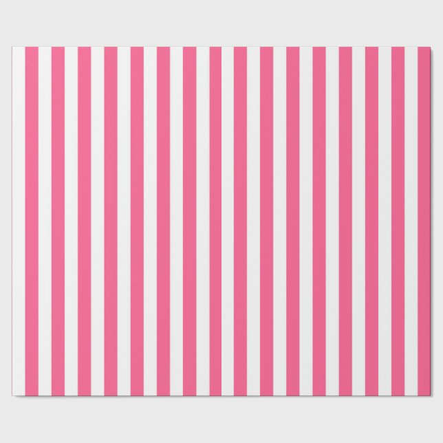 Vertikala shock rosa- och vitrandar presentpapper (Seam)