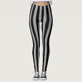 Vertikala silver- och svartrandar leggings