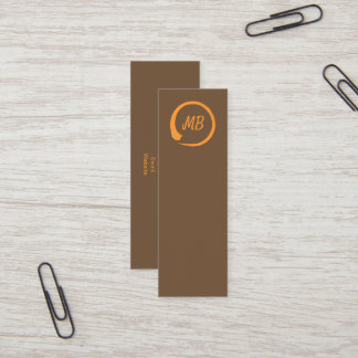Vertikala zenbusinesscards för Monogram i orange Mini Visitkort