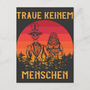 Vertraue keinem Menschen Untote Skelett Zombie Vykort