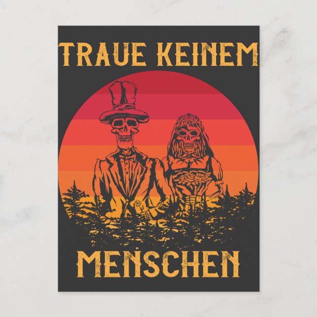 Vertraue keinem Menschen Untote Skelett Zombie Vykort (Framsida)