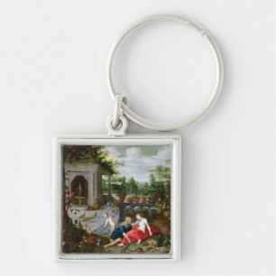 Vertumnus och Pomona Fyrkantig Silverfärgad Nyckelring
