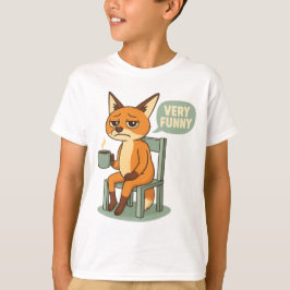 Very Funny | Grumpy Fox with Coffee Sarcastic T Shirt