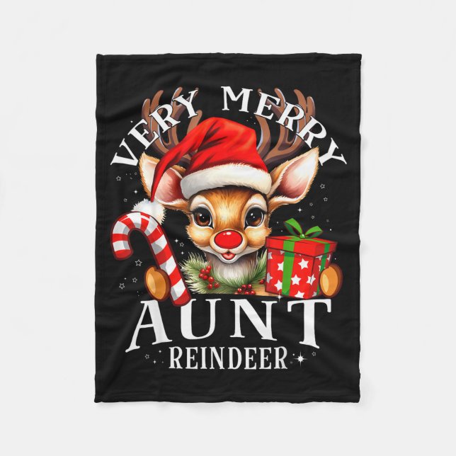 Very Merry Aunt Reindeer Matching Christmas  Fleecefilt (Framsidan)