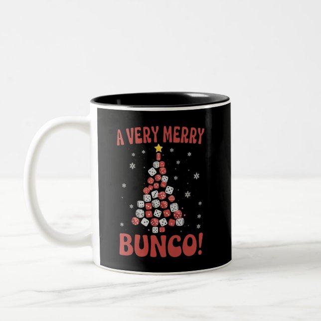 Very Merry Bunco Christmas Tree Dice Game Night Två-Tonad Mugg (Vänster)